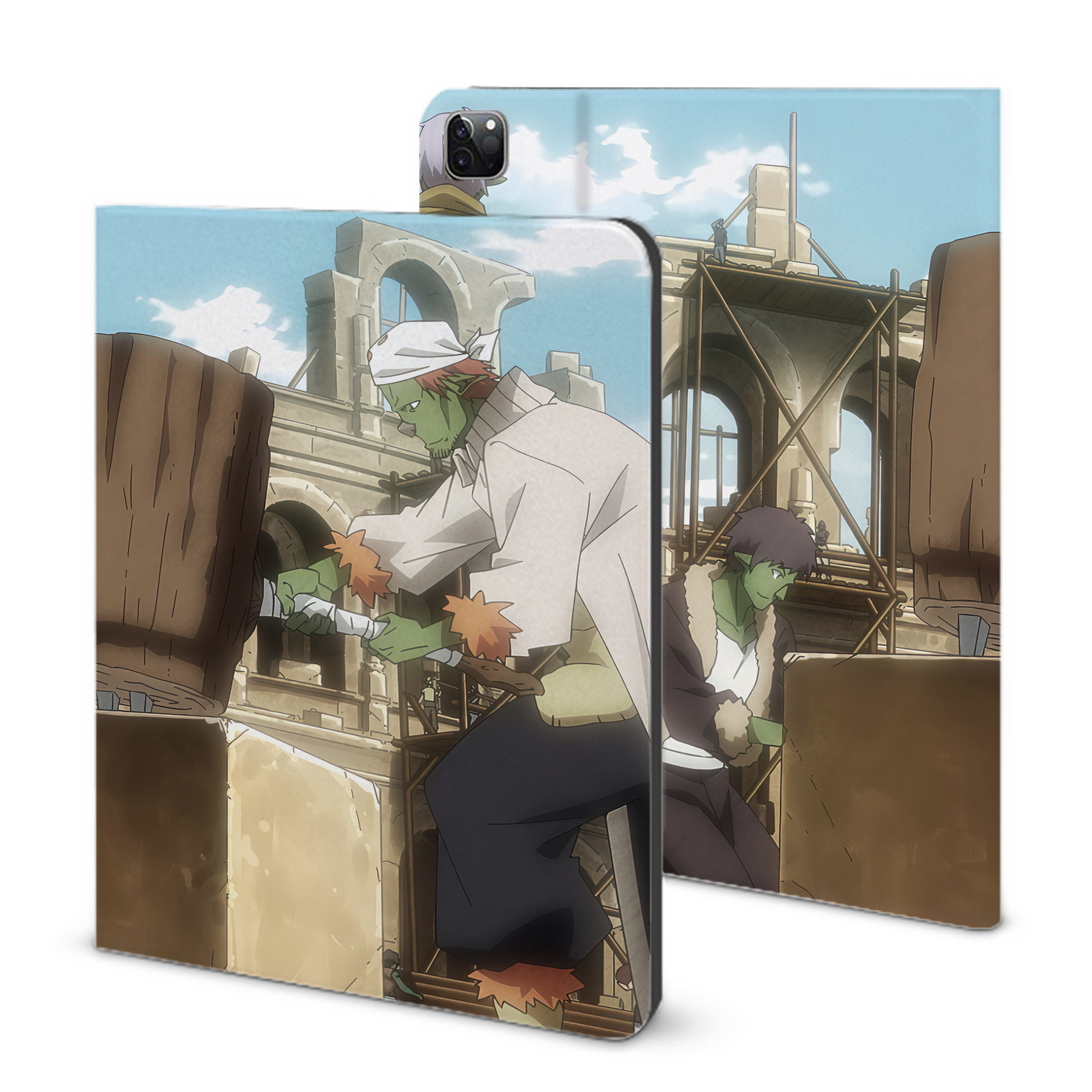 （画像用） 転スラ Regarding Reincarnated to Slime IPad ケース ブック型 PUレザー TPU 耐衝撃 軽量 薄型 ペン収納なし 全面保護 IPad 各モデル対応